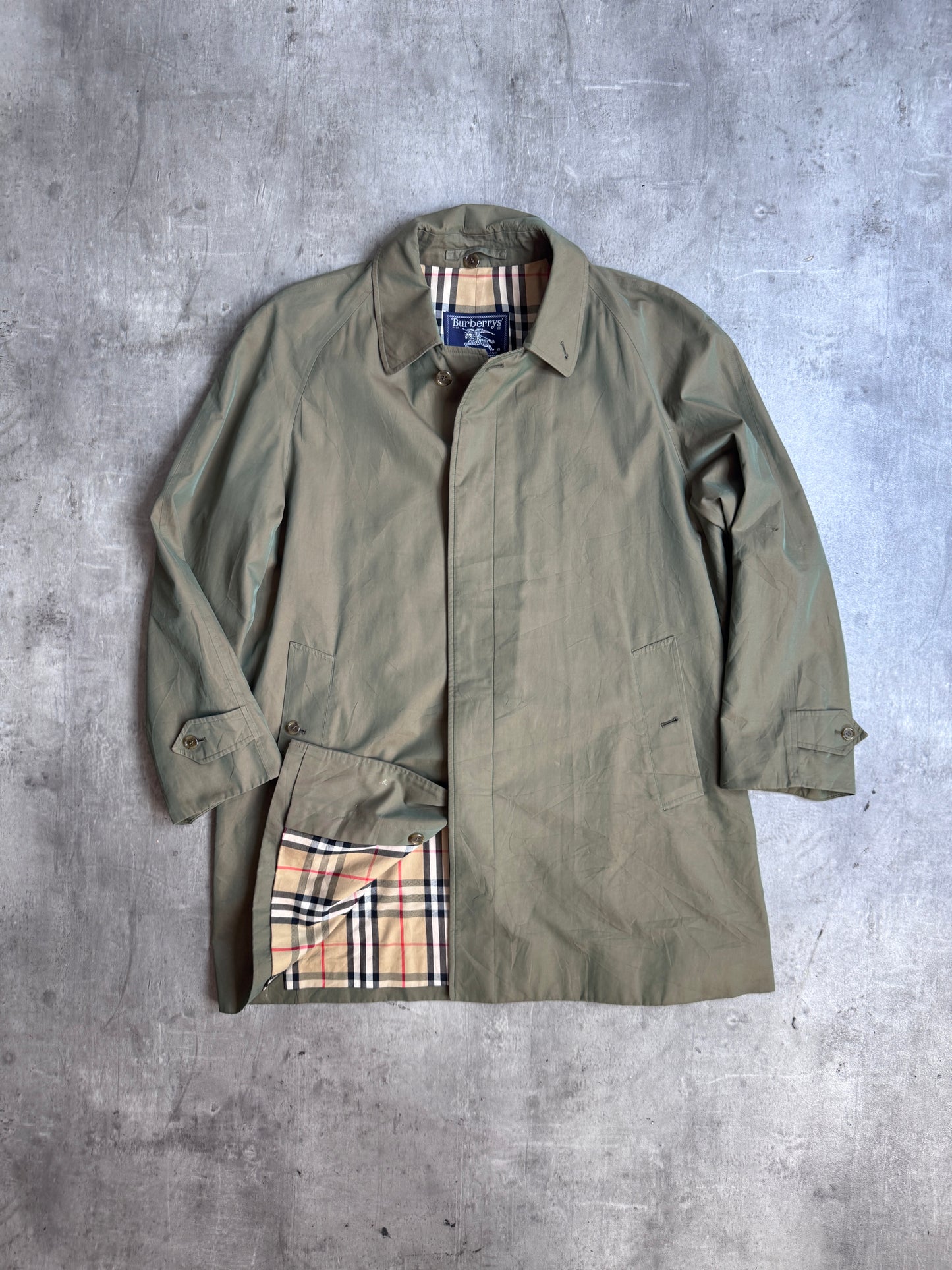 Burberry Khaki Reflective Single Breasted Trench Coat