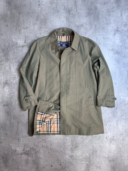 Burberry Khaki Reflective Single Breasted Trench Coat
