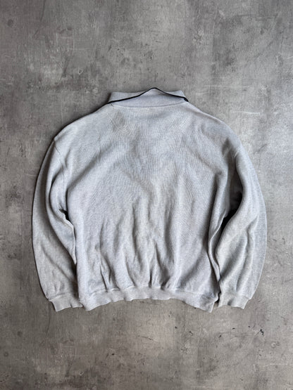 YSL Grey Ribbed Quarter Zip Sweater