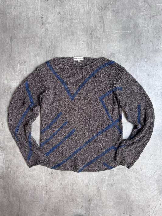 90s Emporio Armani Two Tone Knit Abstract Sweater