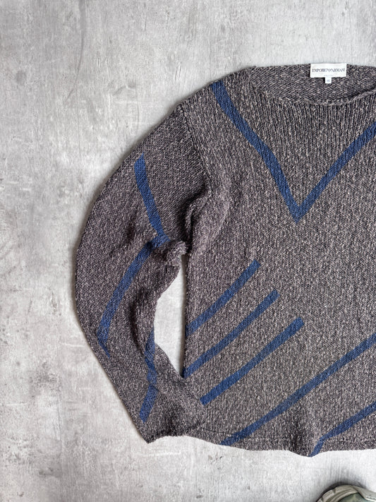 90s Emporio Armani Two Tone Knit Abstract Sweater