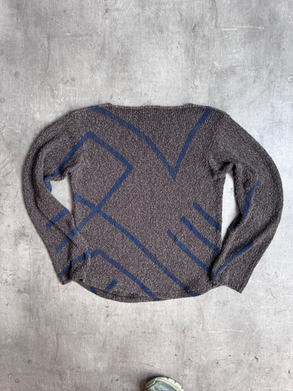 90s Emporio Armani Two Tone Knit Abstract Sweater