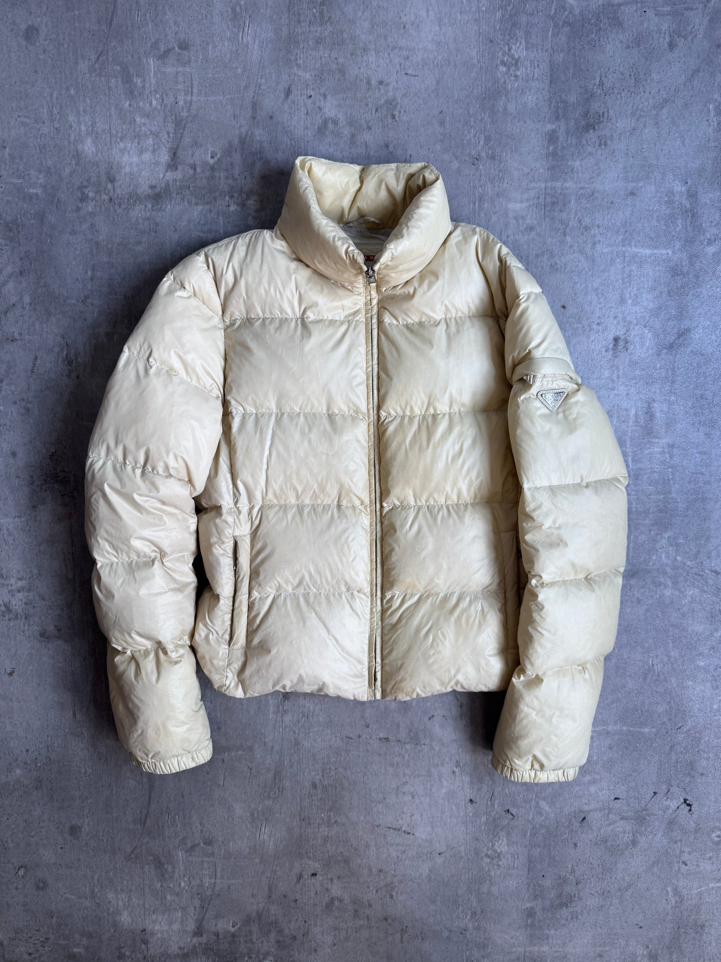 Prada Beige Cropped Puffer Jacket