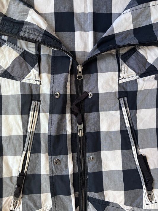 Black & White Gingham Light Weight Hooded Jacket (Sold As Seen)