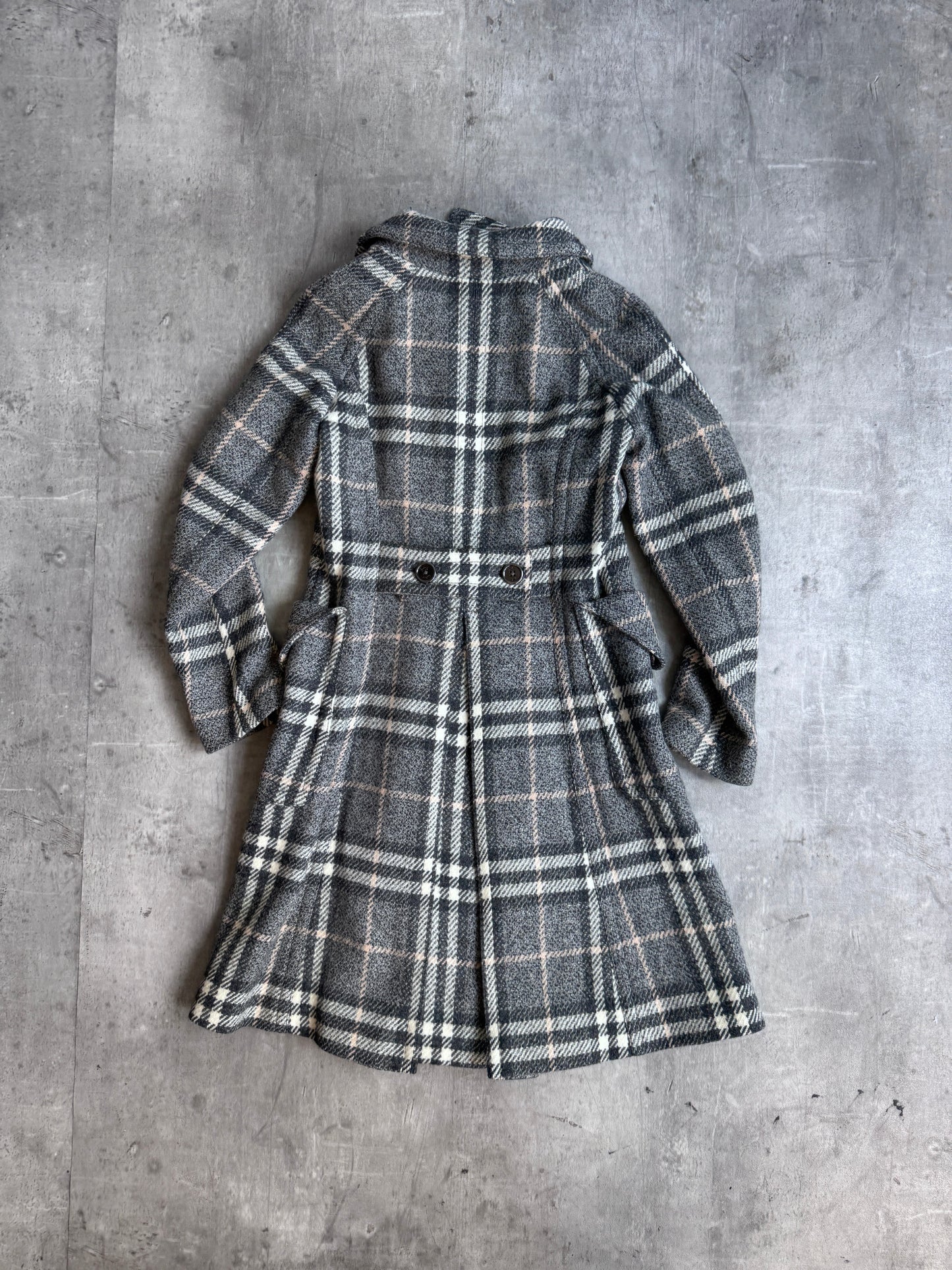 Burberry Grey Nova Check Wool Double Breasted Jacket