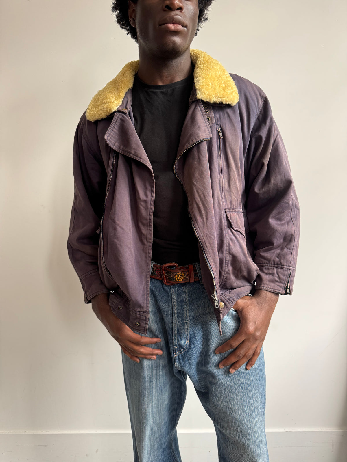 A/W 1986 Marithé + François Girbaud x Closed Asymmetrical Aviator Flight Bomber Jacket
