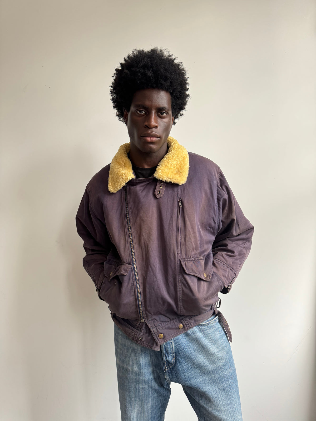 A/W 1986 Marithé + François Girbaud x Closed Asymmetrical Aviator Flight Bomber Jacket