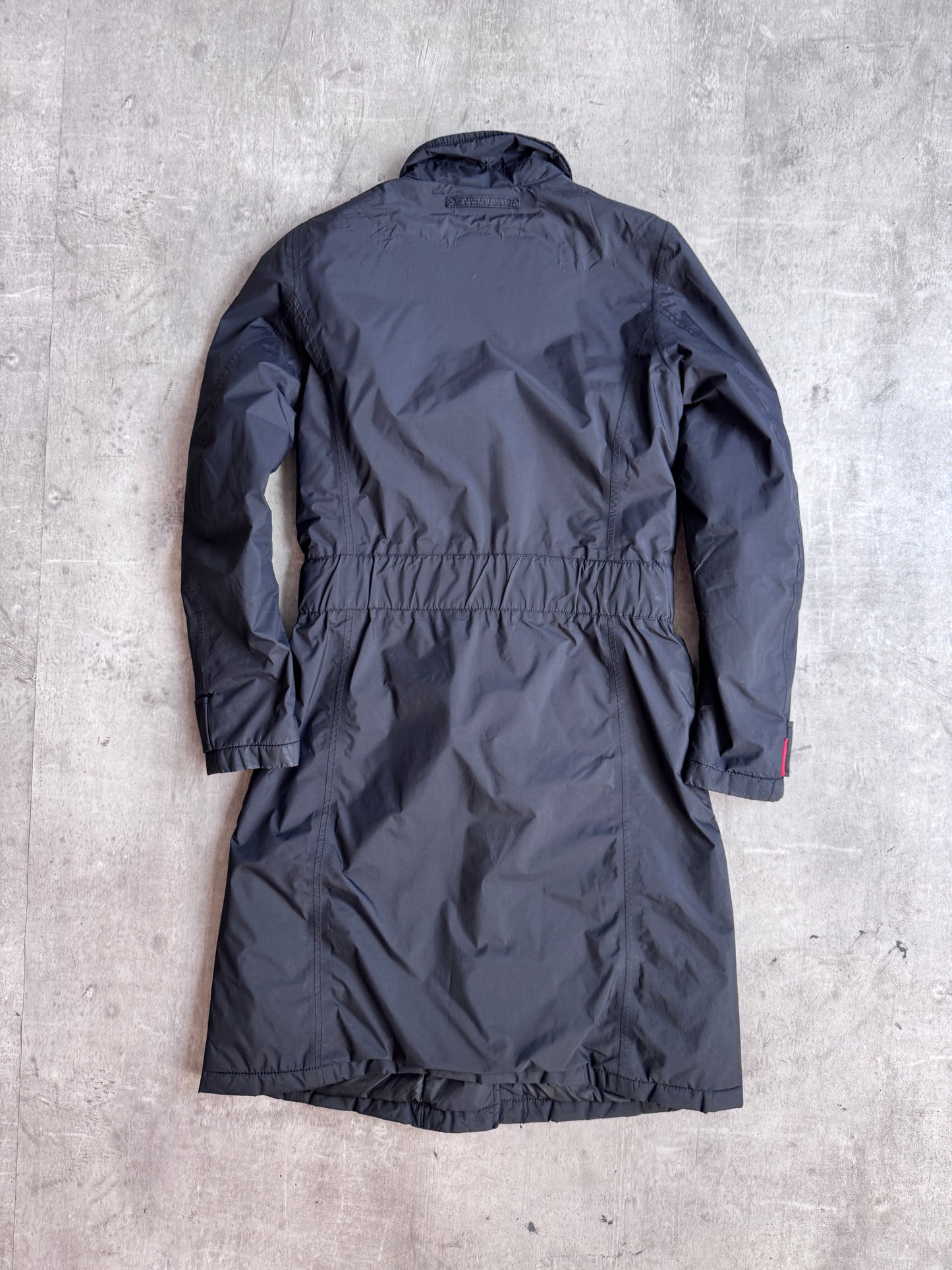 Prada Navy Gortex Belted Padded Trench Coat