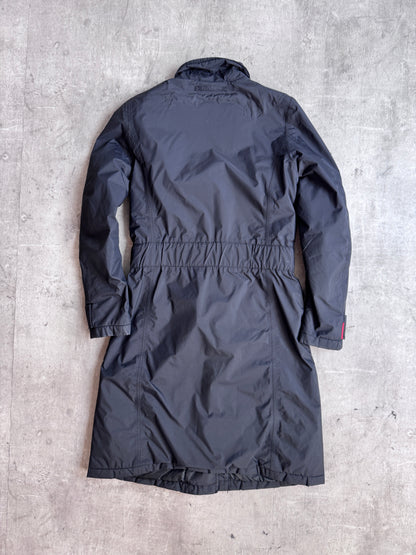 Prada Navy Gortex Belted Padded Trench Coat