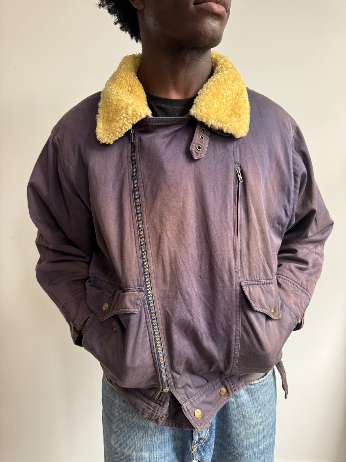 A/W 1986 Marithé + François Girbaud x Closed Asymmetrical Aviator Flight Bomber Jacket