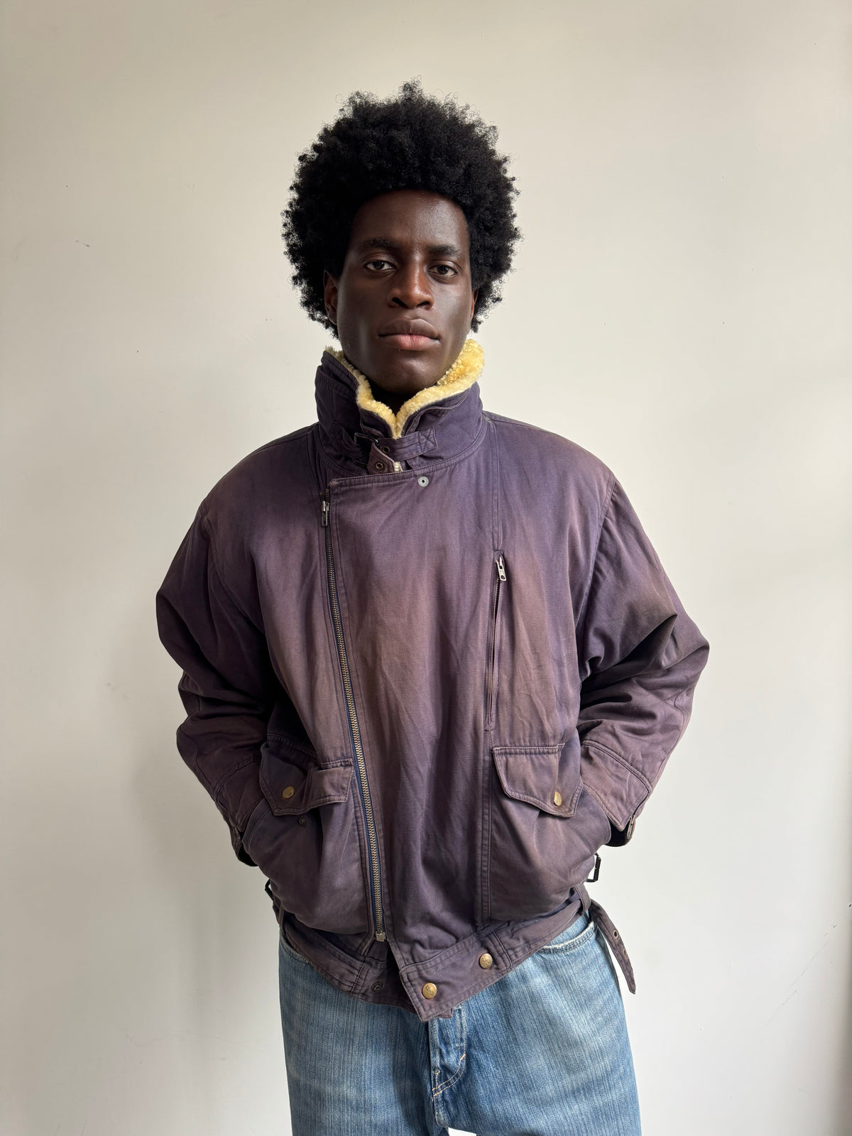 A/W 1986 Marithé + François Girbaud x Closed Asymmetrical Aviator Flight Bomber Jacket