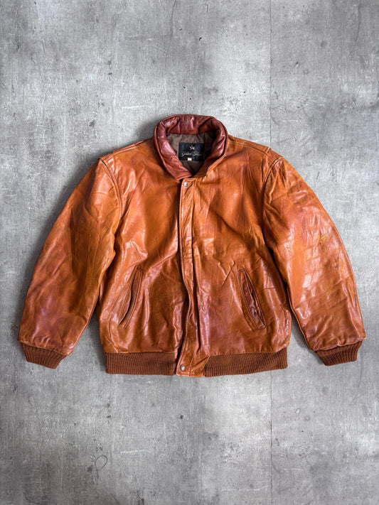 1970's Golden Fleece USA Tan Leather Bomber Jacket