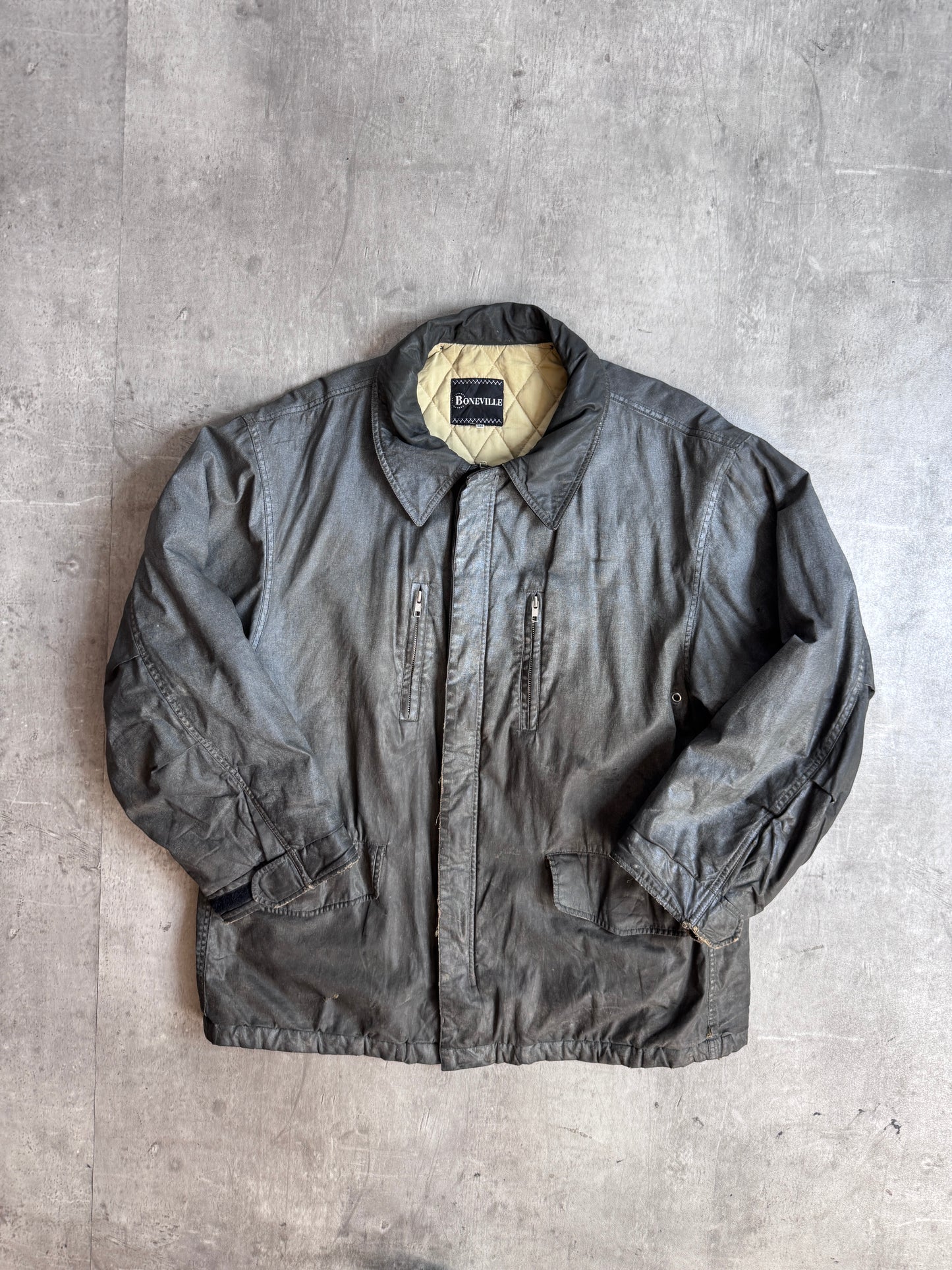 Boneville Wax Coated Distressed Quilted Jacket