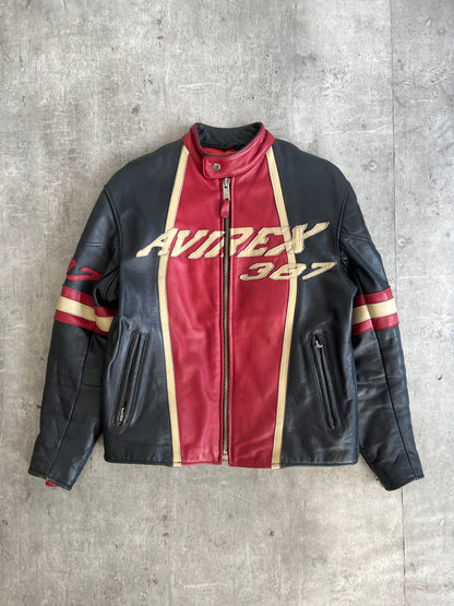 Avirex Sport Leather Moto Cafe Racer Jacket