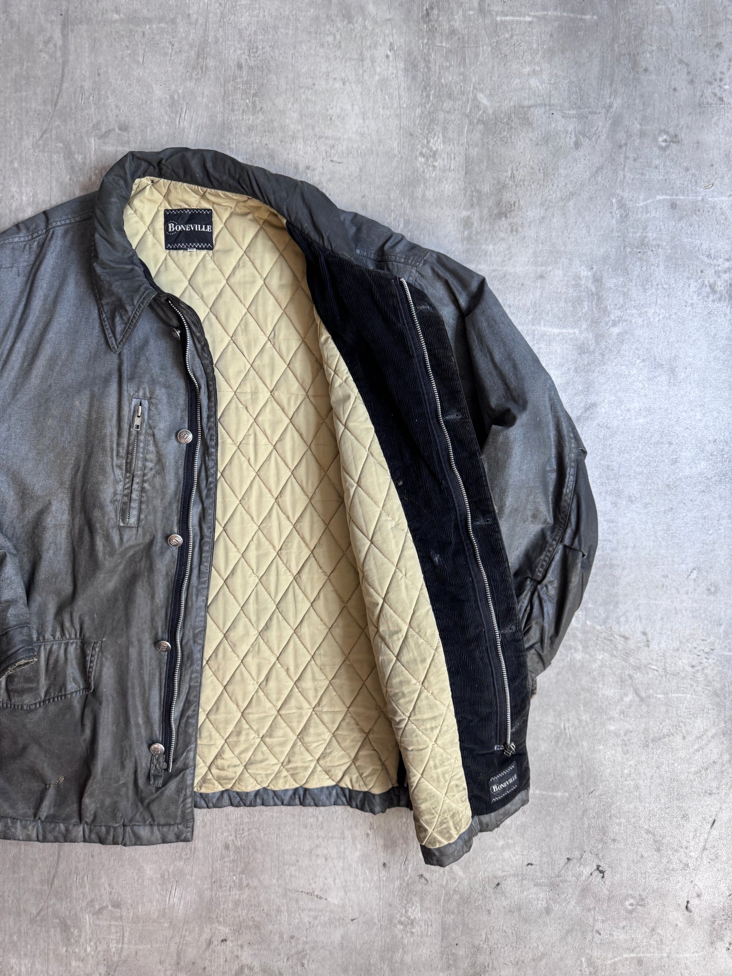 Boneville Wax Coated Distressed Quilted Jacket