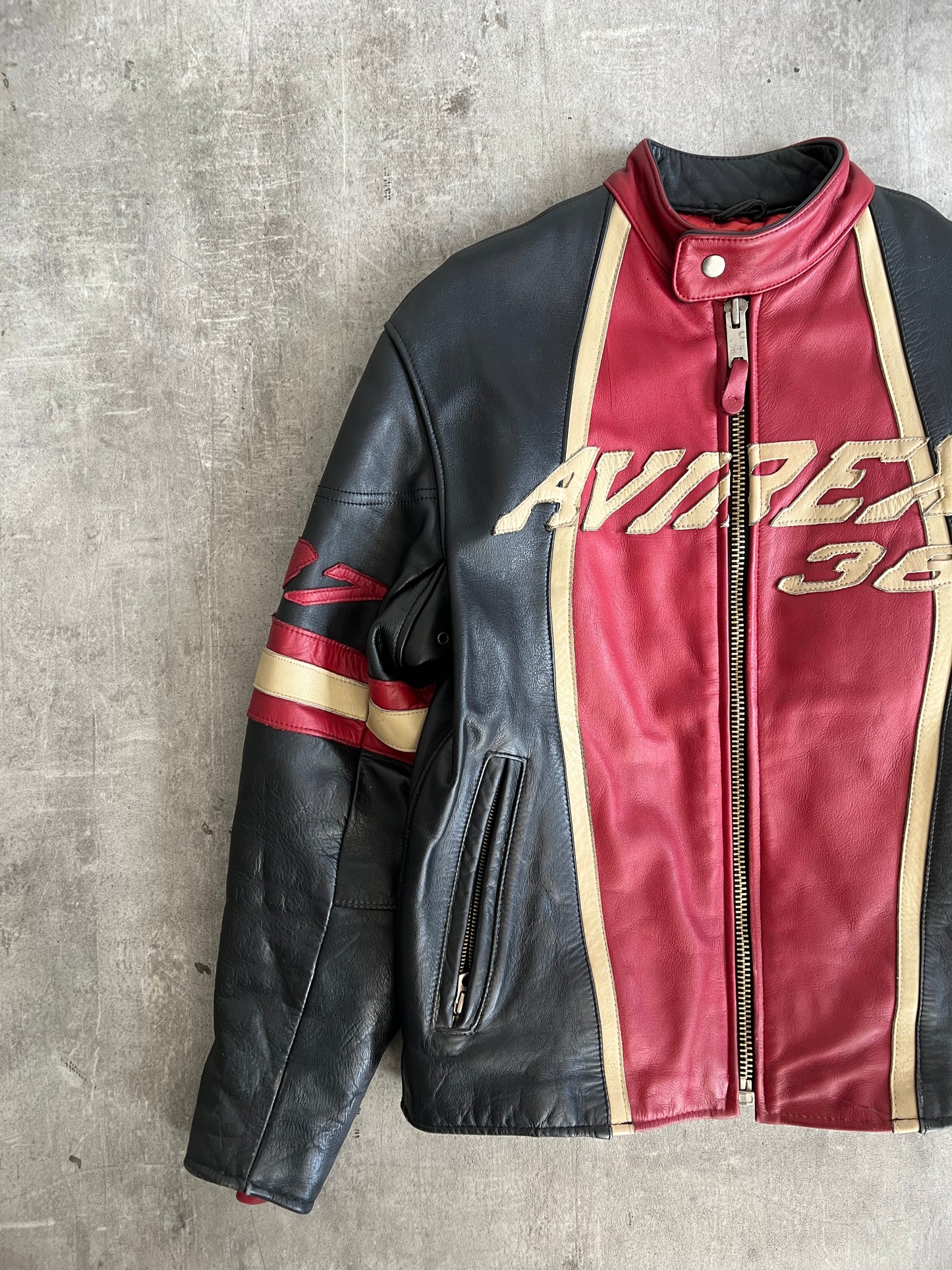 Avirex Sport Leather Moto Cafe Racer Jacket
