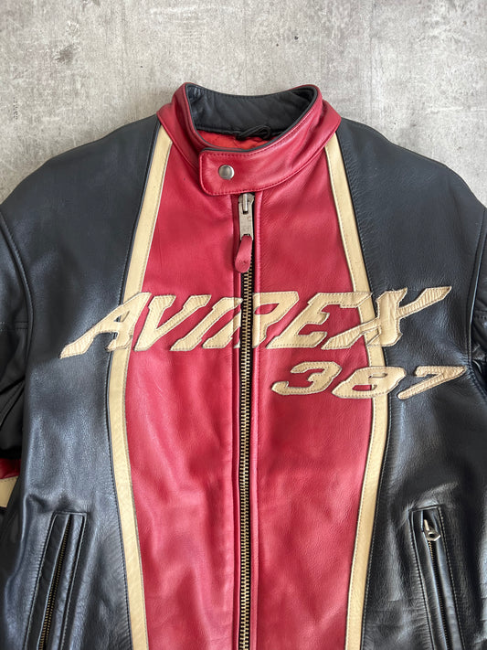 Avirex Sport Leather Moto Cafe Racer Jacket