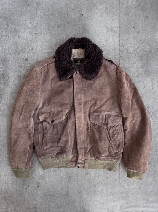 1960's Cooper Brown Suede Fleece Lined G1 Bomber Jacket