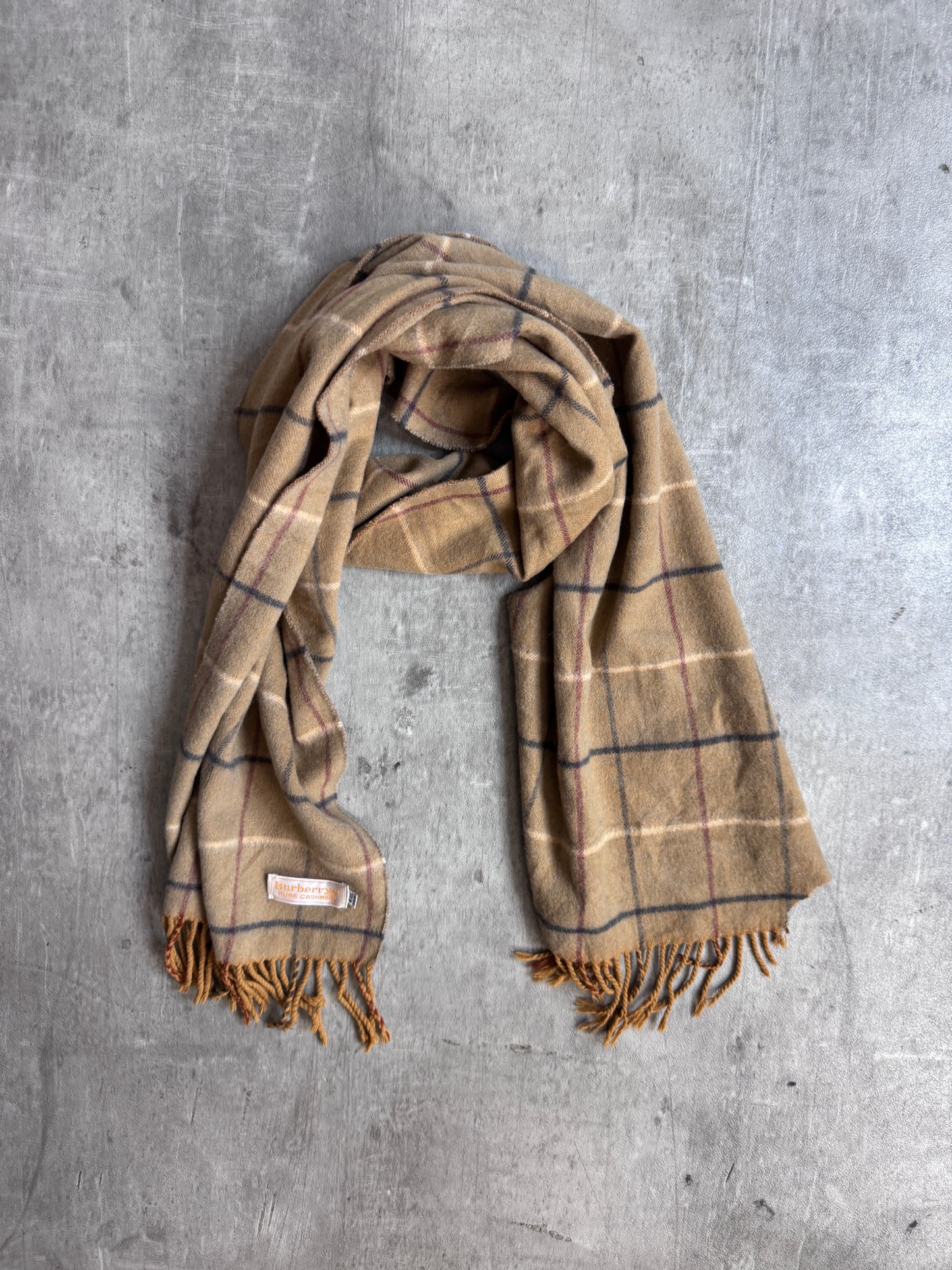 Burberry 100% Pure Cashmere Beige Check Scarf