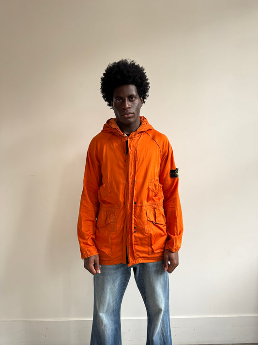 A/W 1996 Stone Island Burnt Orange Multi Pocket Raso Gommato Parka (Sold as seen)
