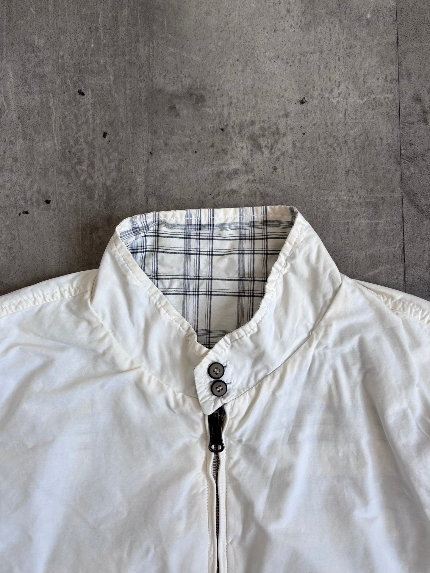Armani Reversible White Plaid Bomber Jacket