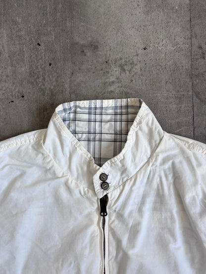 Armani Reversible White Plaid Bomber Jacket