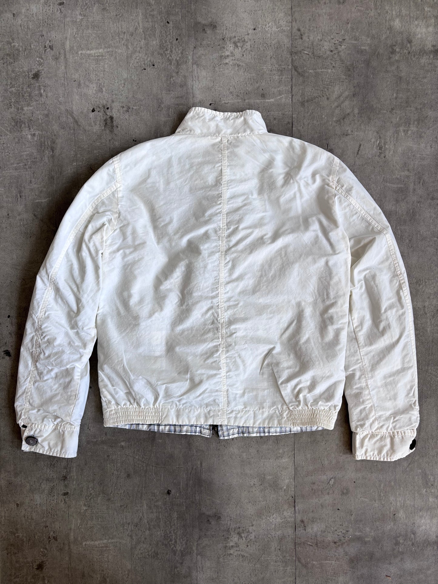 Armani Reversible White Plaid Bomber Jacket