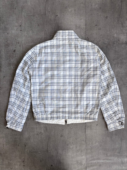 Armani Reversible White Plaid Bomber Jacket