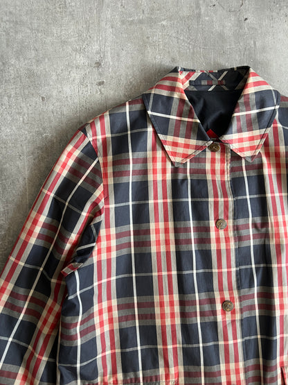 Burberry Red/Navy Nova Check Trenchcoat