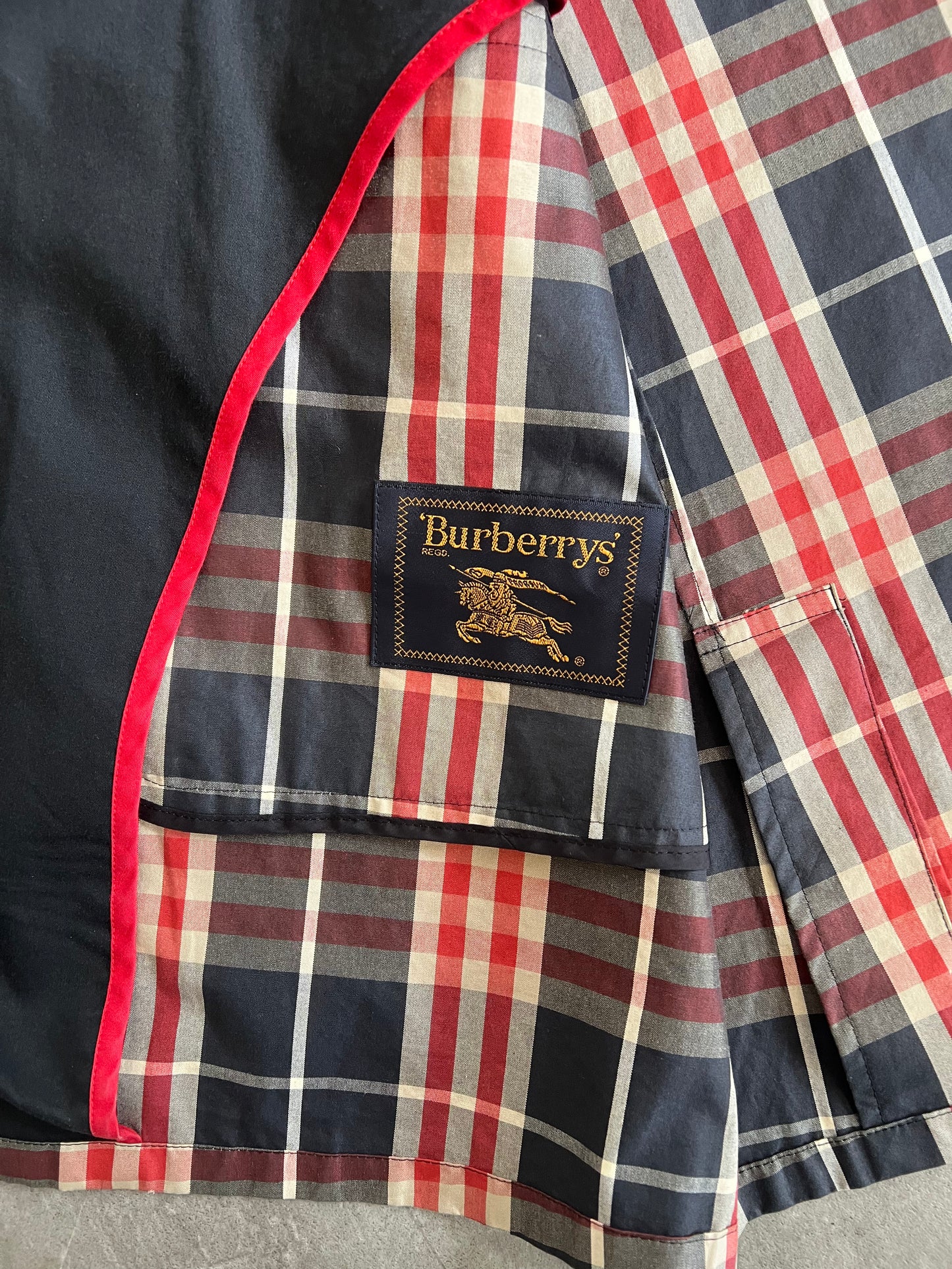 Burberry Red/Navy Nova Check Trenchcoat