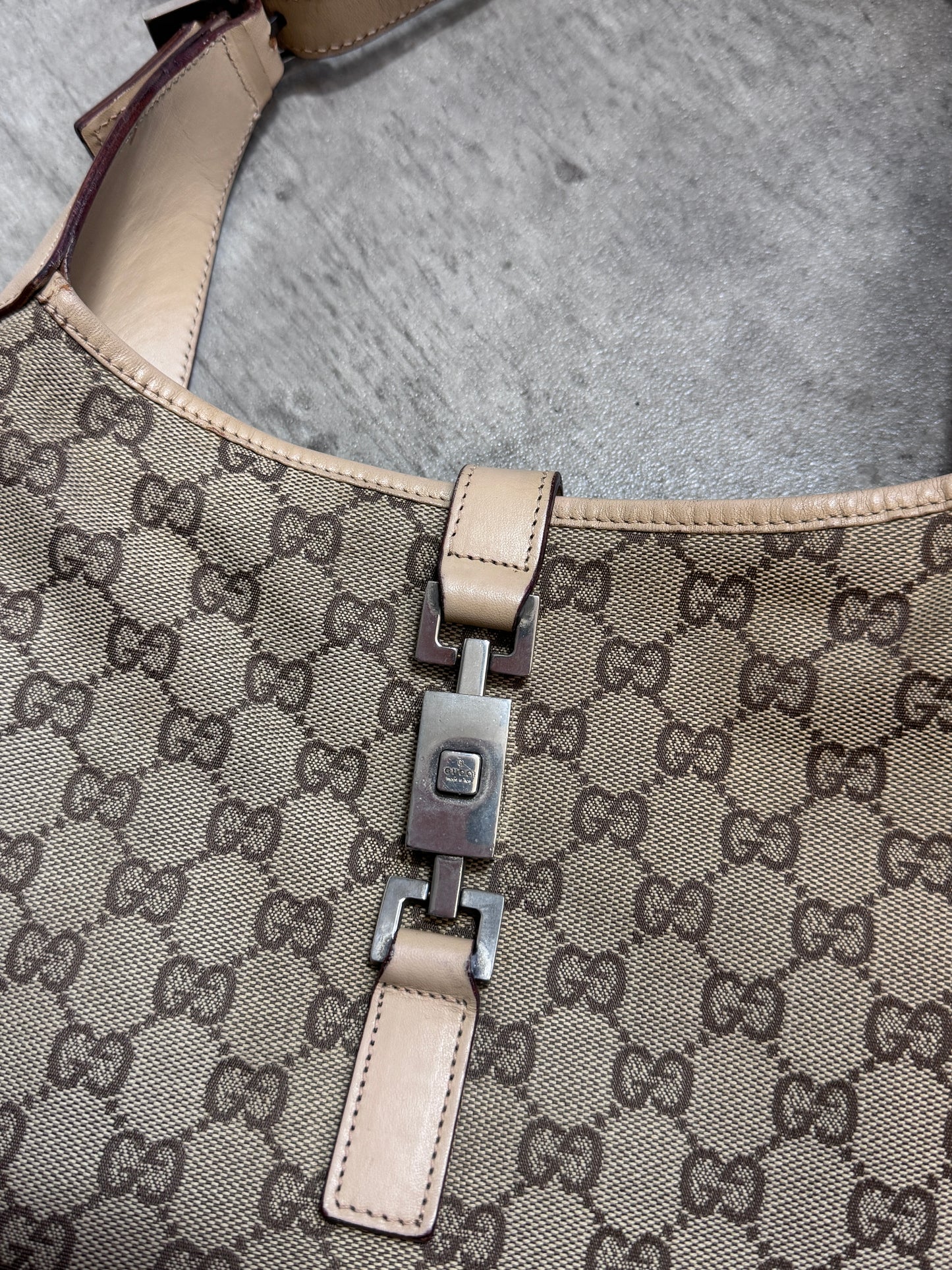 Gucci Cream Monogram Jackie Bag