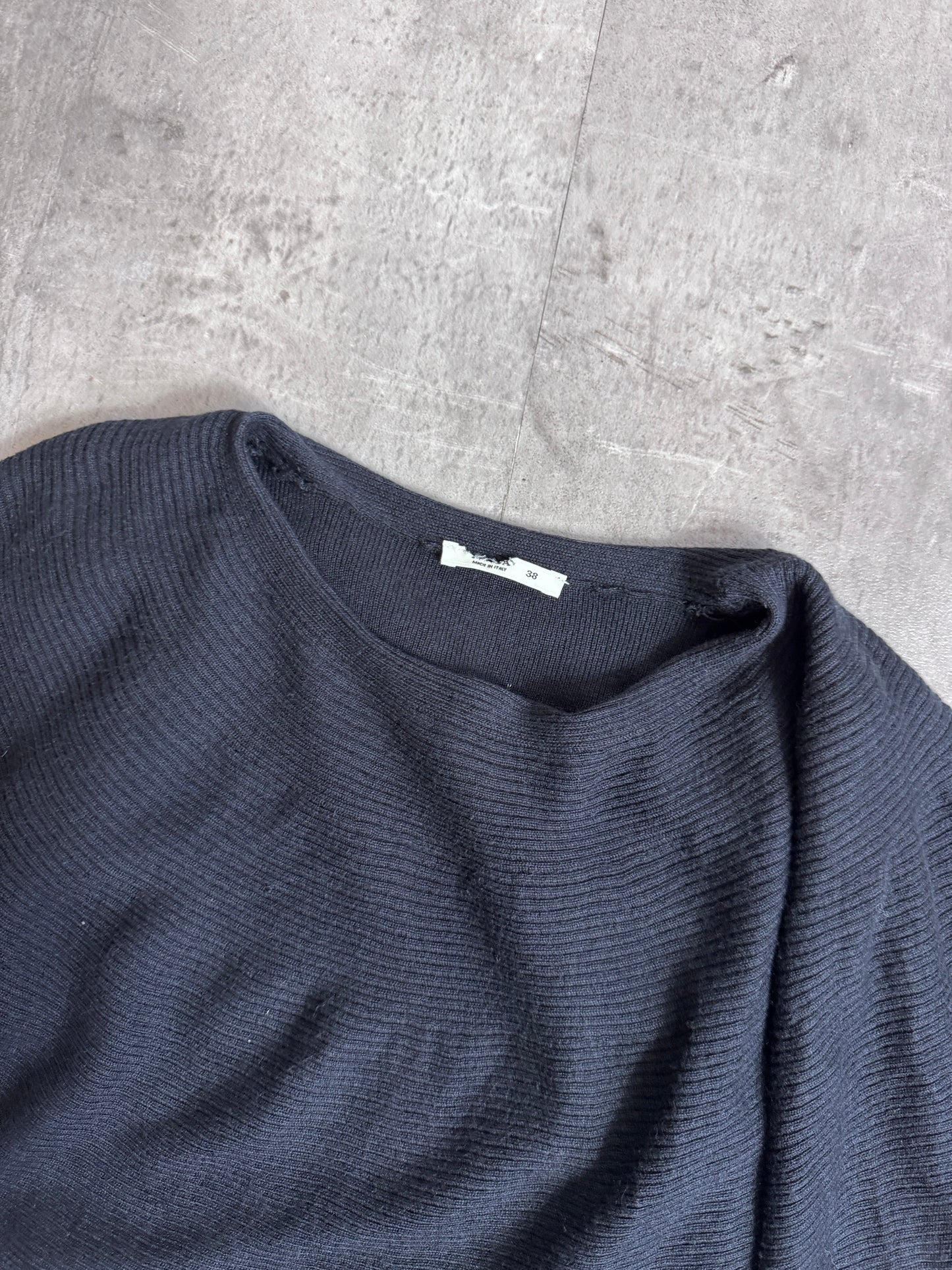 Prada 100% Cashmere Black Frill Neck Sweater