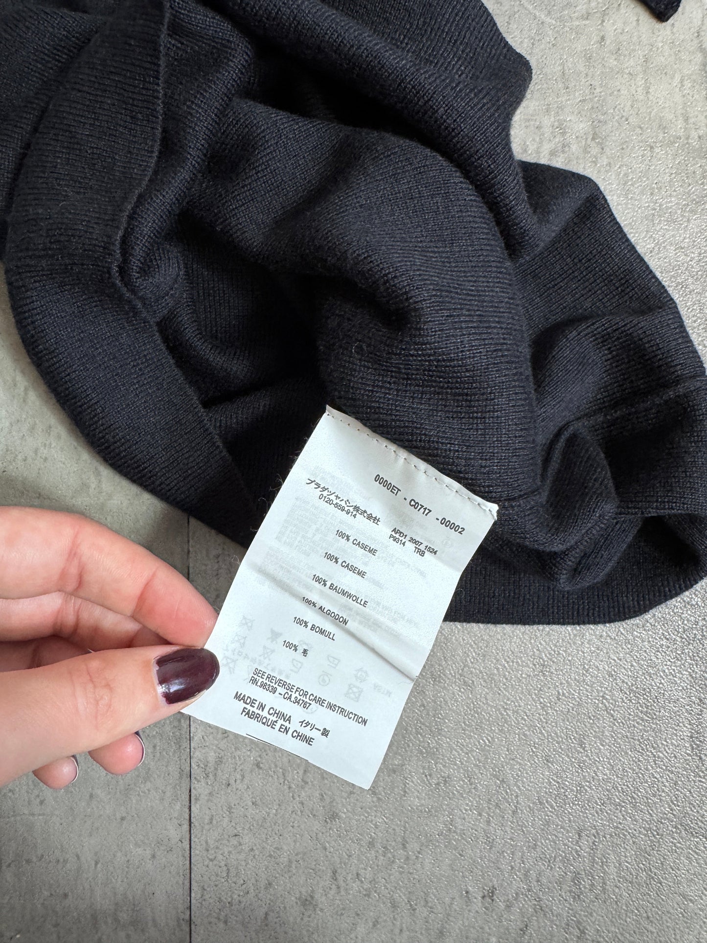 Prada 100% Cashmere Black Frill Neck Sweater