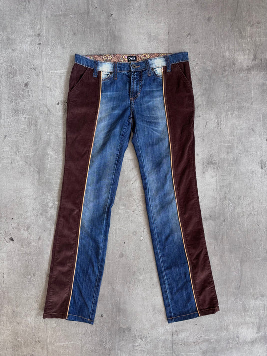 Dolce & Gabbana Lowrise Corduroy Patchwork Jeans