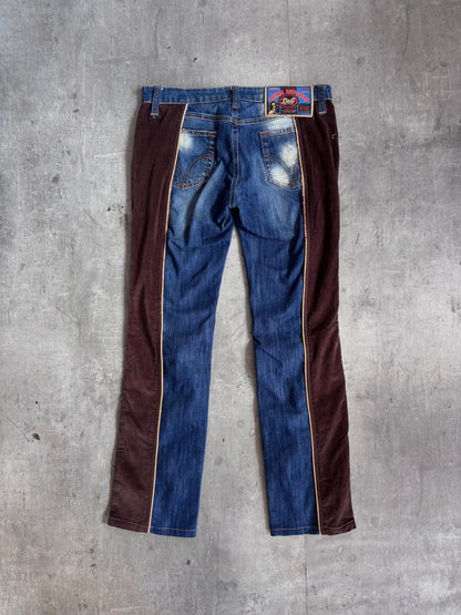 Dolce & Gabbana Lowrise Corduroy Patchwork Jeans