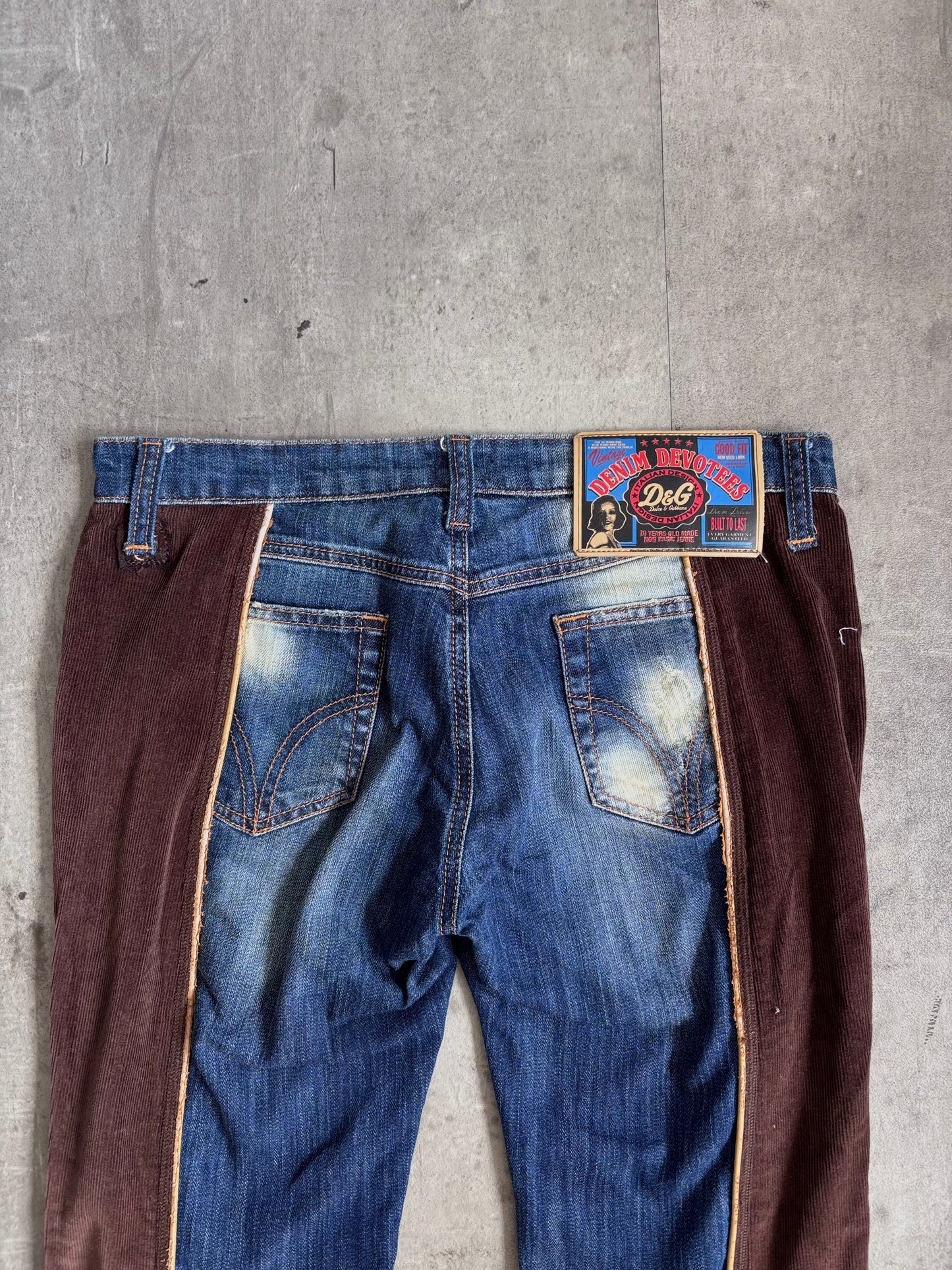 Dolce & Gabbana Lowrise Corduroy Patchwork Jeans