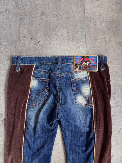 Dolce & Gabbana Lowrise Corduroy Patchwork Jeans