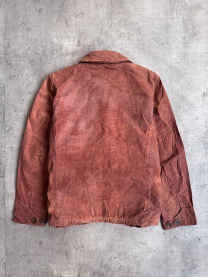 Kapital Asymmetrical Distressed Brown Wax Coated Hunting Jacket