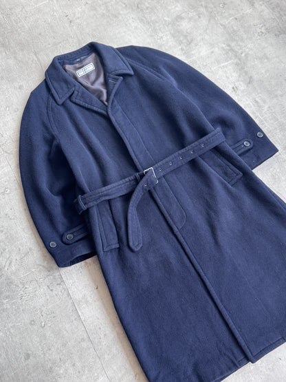 1980's YSL Navy Wool Single Breasted Military Balmacaan Coat
