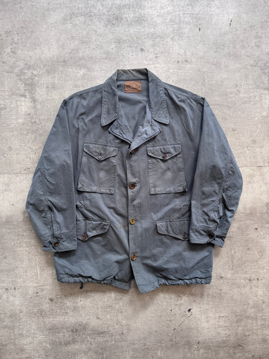 1980s C.P. Company Petrol Blue Open Collar Chore Coat