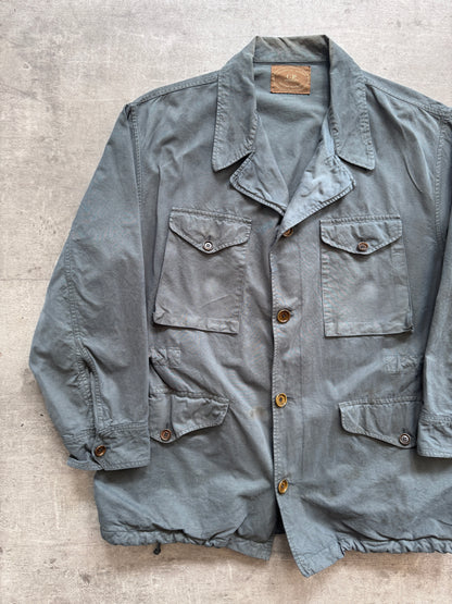 1980s C.P. Company Petrol Blue Open Collar Chore Coat