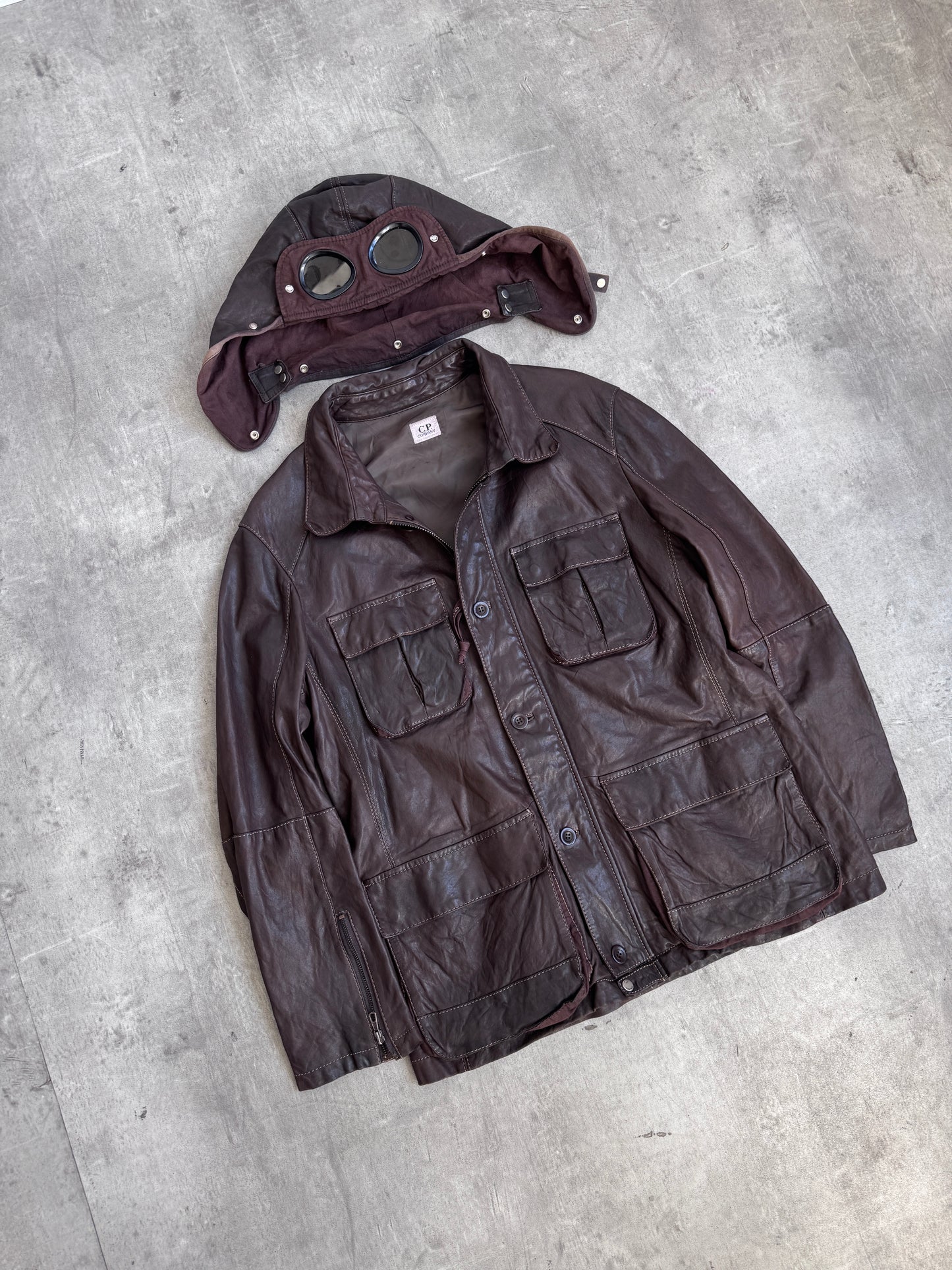 2014 C.P. Company Google Mille Miglia Leather Jacket