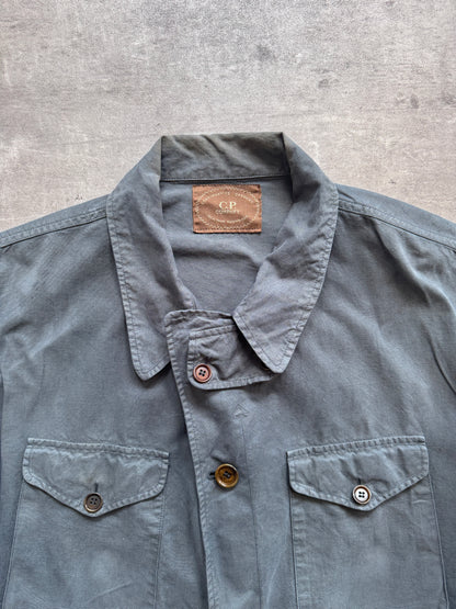 1980s C.P. Company Petrol Blue Open Collar Chore Coat