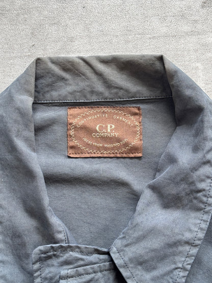 1980s C.P. Company Petrol Blue Open Collar Chore Coat