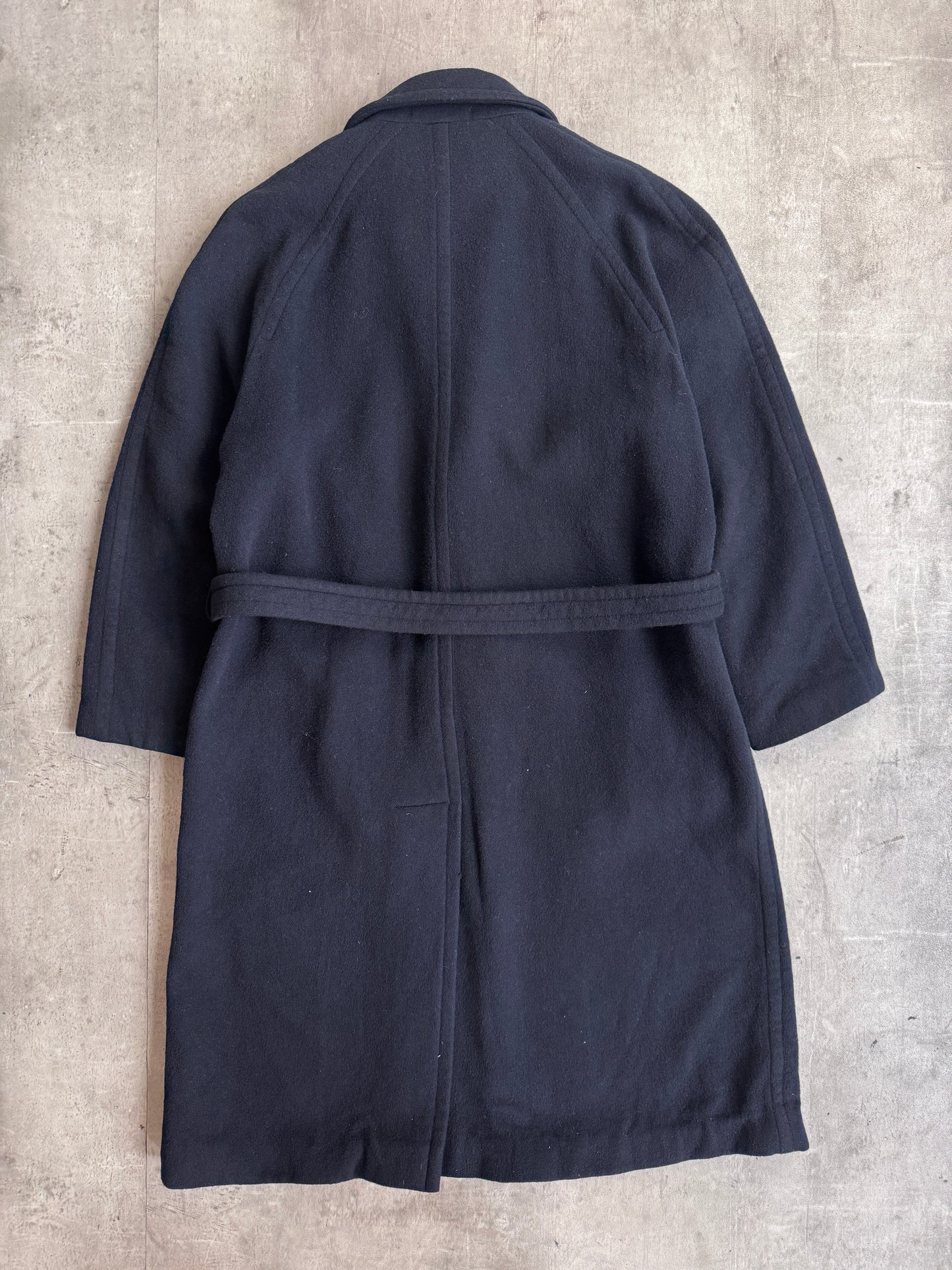 1980's YSL Navy Wool Single Breasted Military Balmacaan Coat