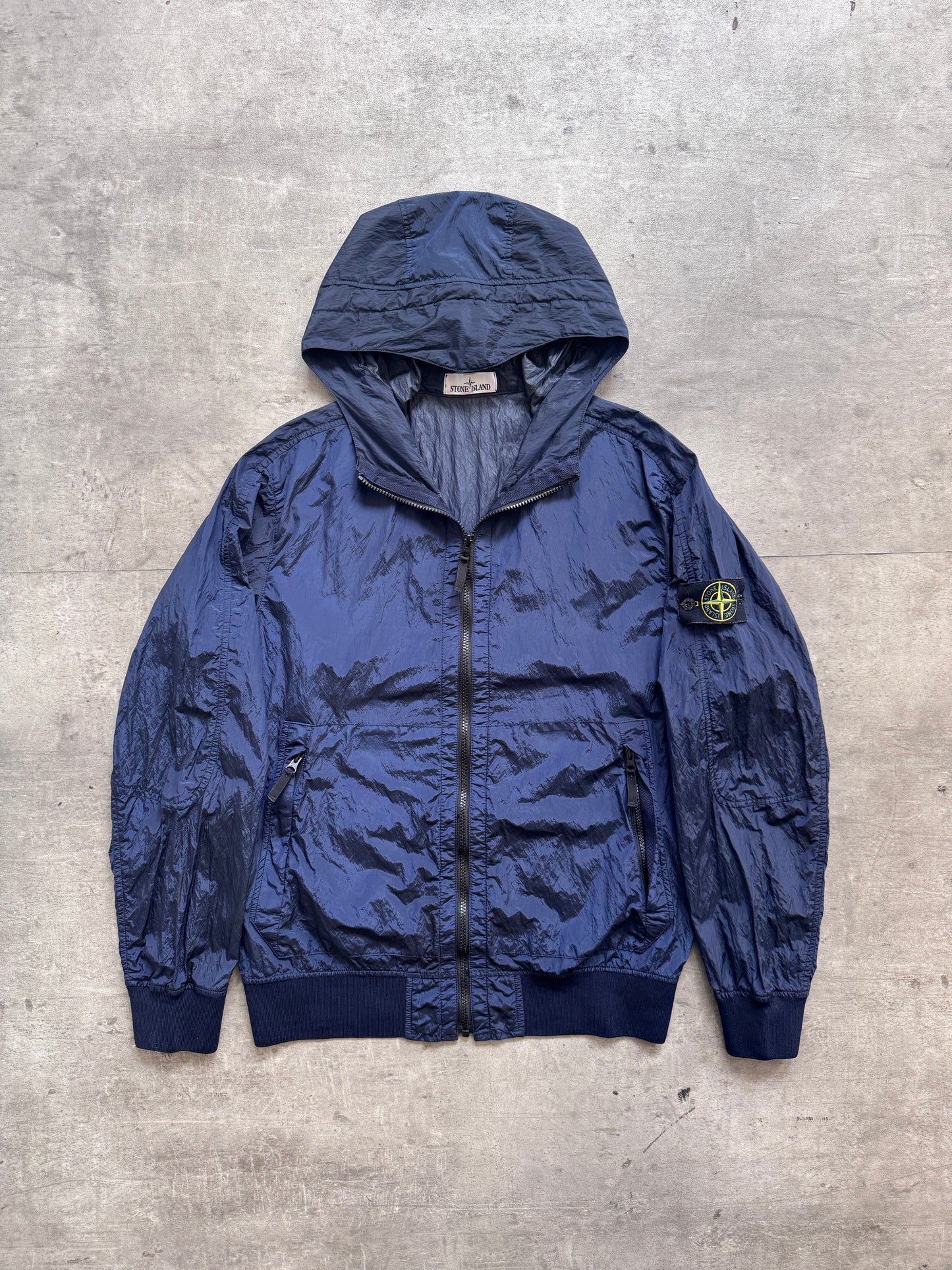 S/S 2018 Stone Island Navy Nylon Metal Wattro Hooded Smock Jacket