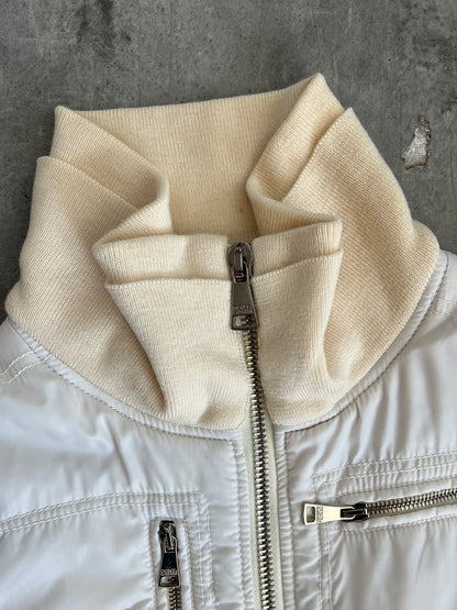 Dolce and Gabbana Cream High Neck Multipocket Blouson