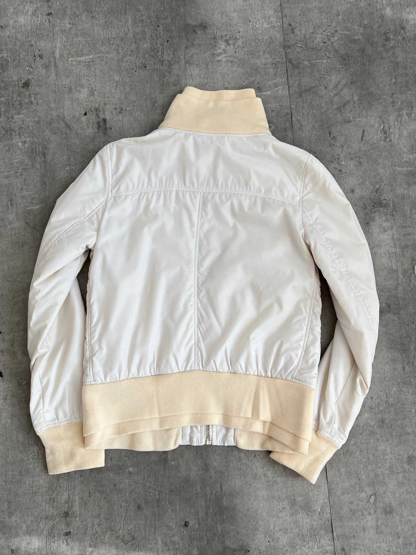 Dolce and Gabbana Cream High Neck Multipocket Blouson