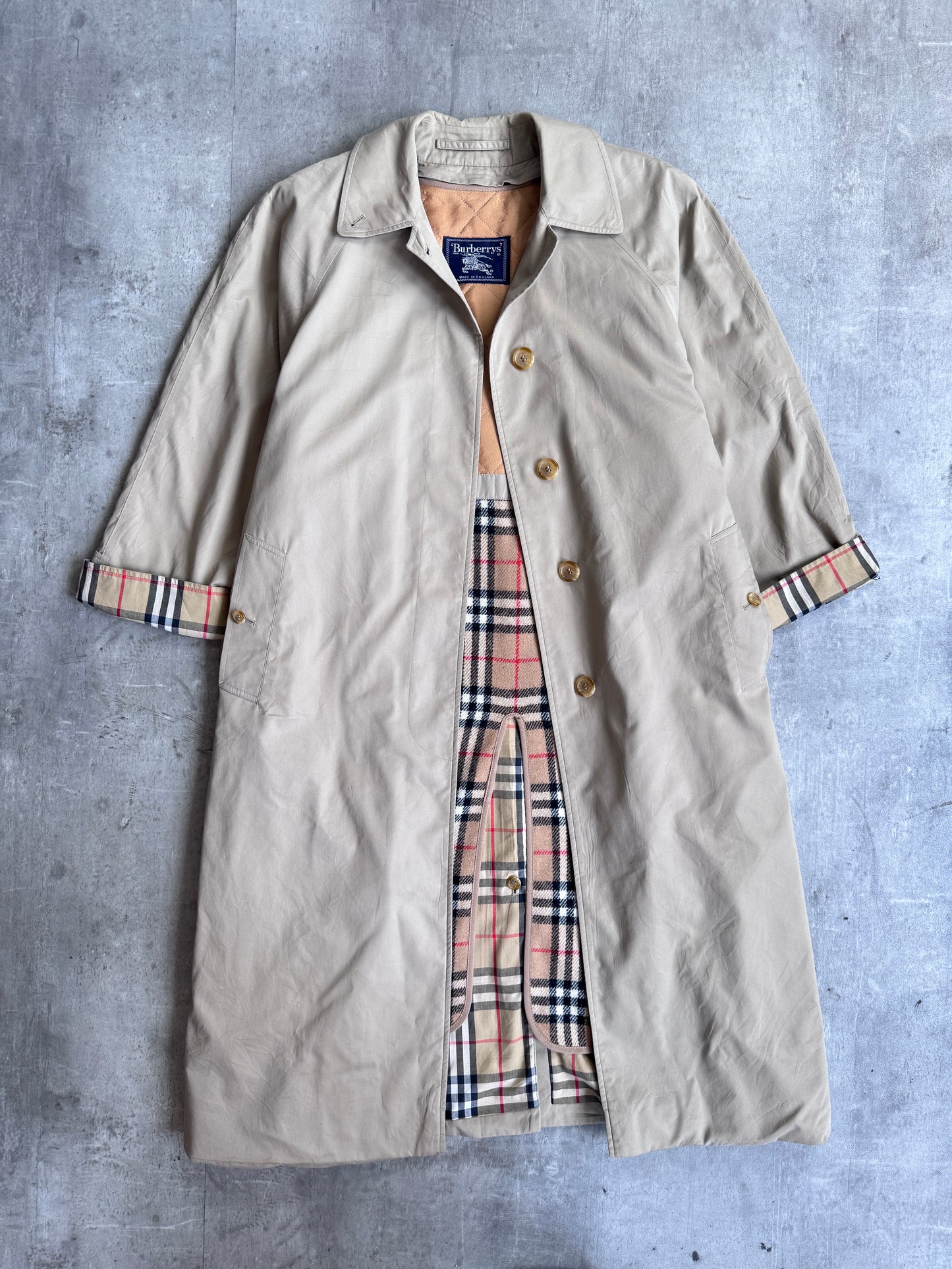 Burberry Silk Wool Lined Single Breasted Beige Trench Coat