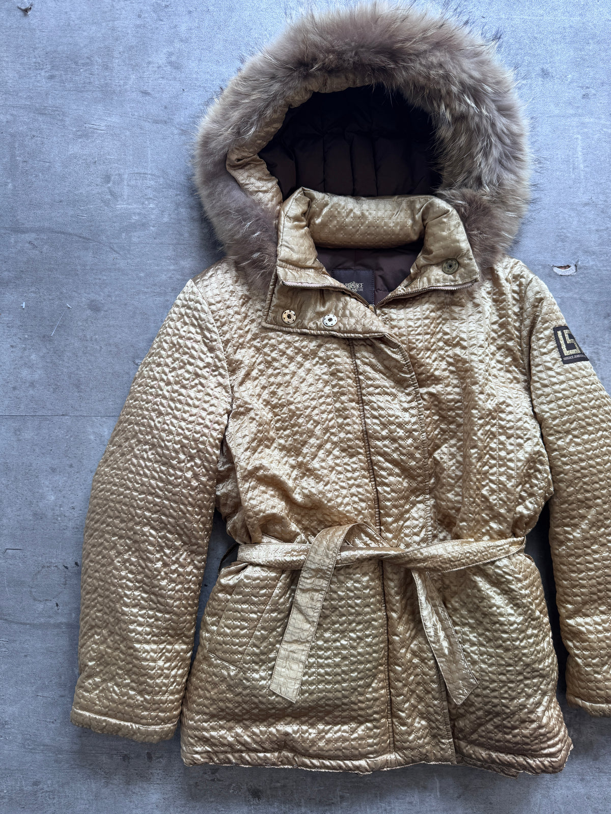Versace Gold Quilted Parka Jacket